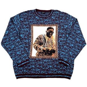 COOGI Men's Sweater with Blue and Burgundy Graphic